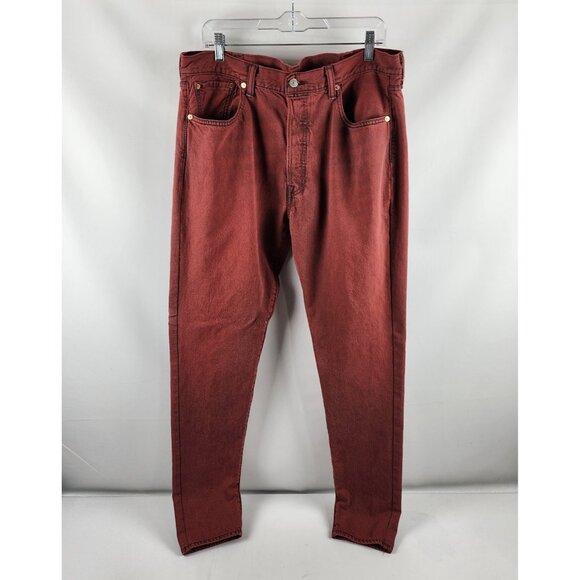 LEVIS 501 CT Jeans Mens 38x32 Red Button Fly Denim - Picture 1 of 10